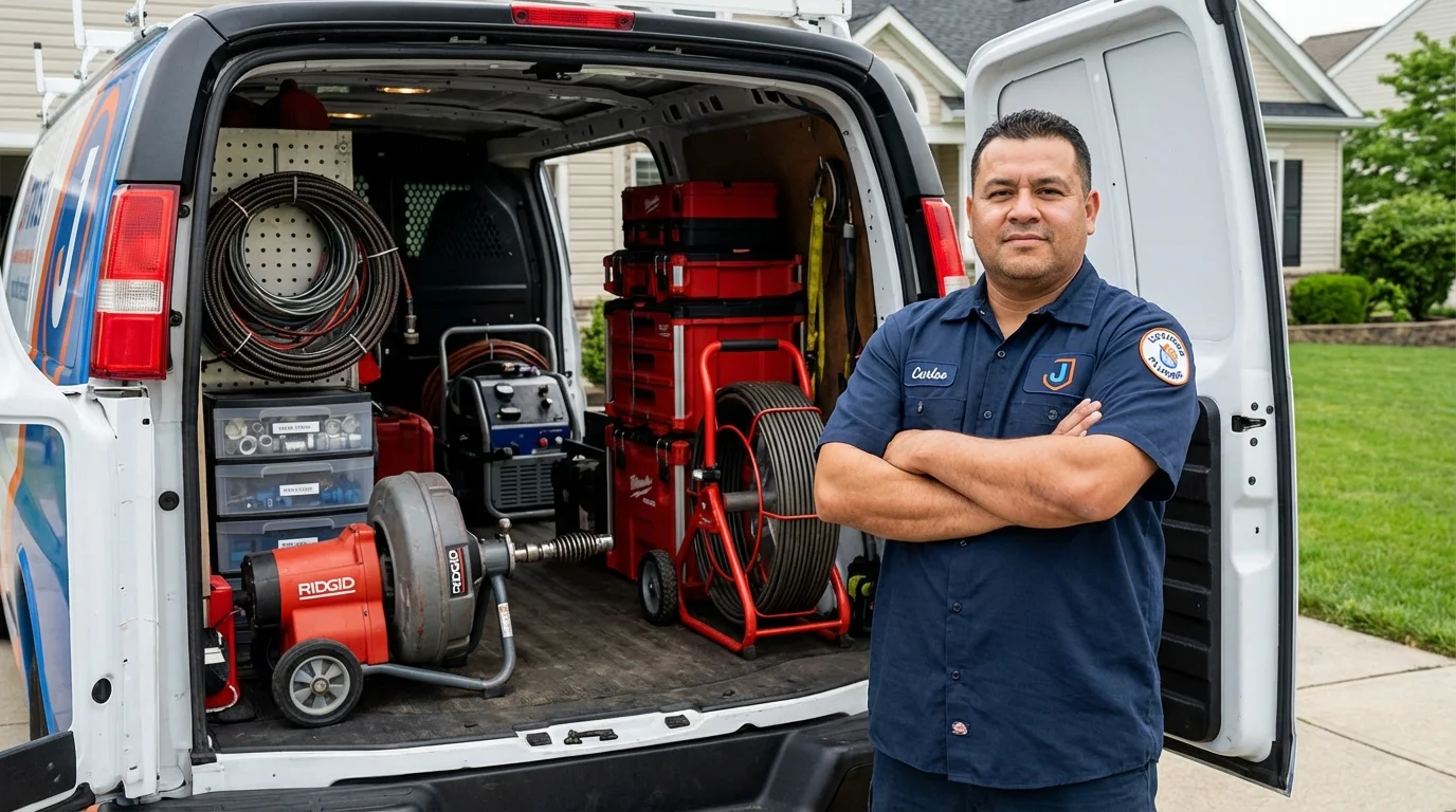 Professional drain cleaning equipment and Johns Plumbing LLC plumber in Wabasha
