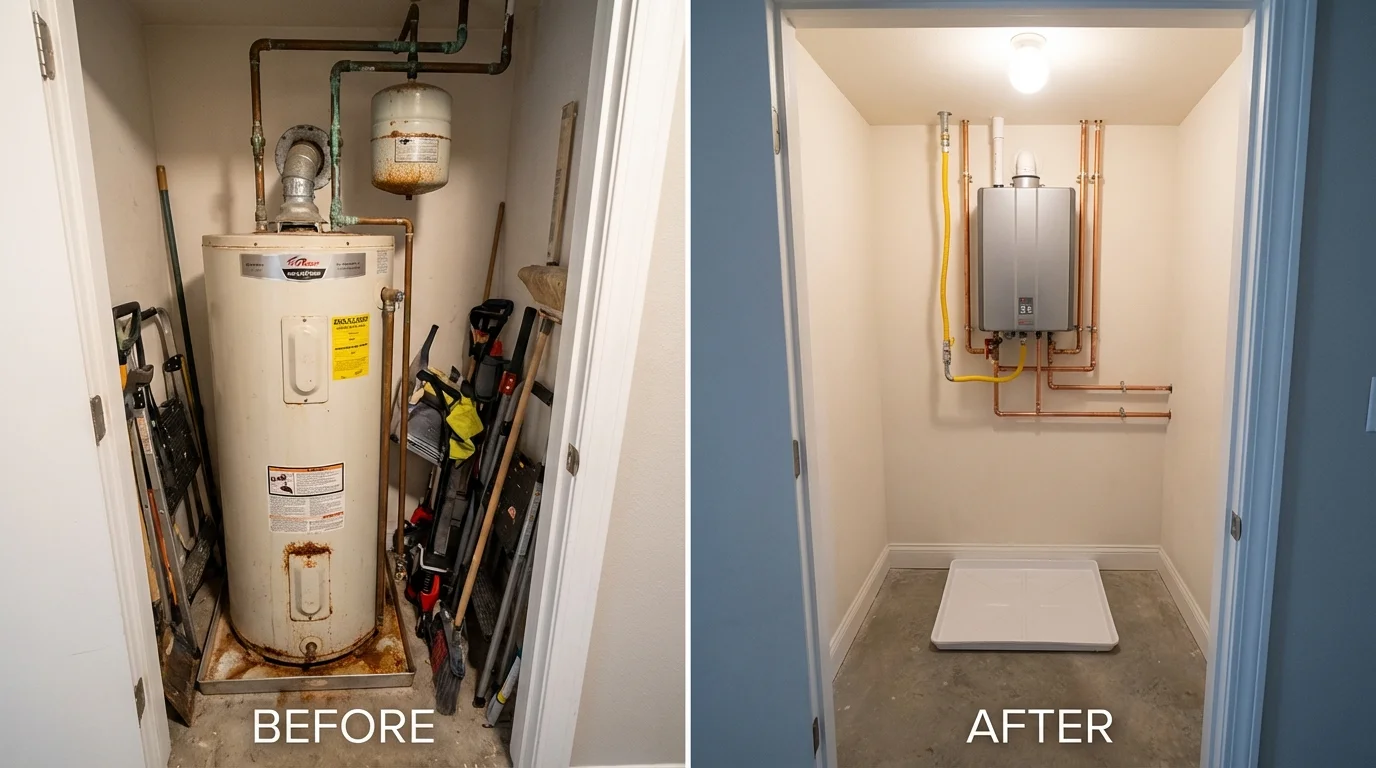 Tank water heater versus wall-mounted tankless unit comparison for Wabasha, MN homeowners
