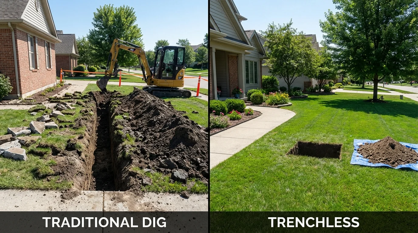 Trenchless sewer repair with minimal yard damage versus traditional excavation in Wabasha, MN